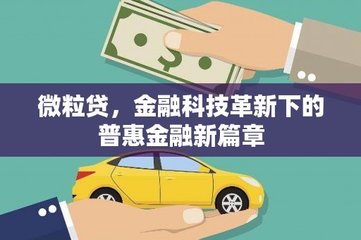扎赉诺尔微粒贷，金融科技革新下的普惠金融新篇章